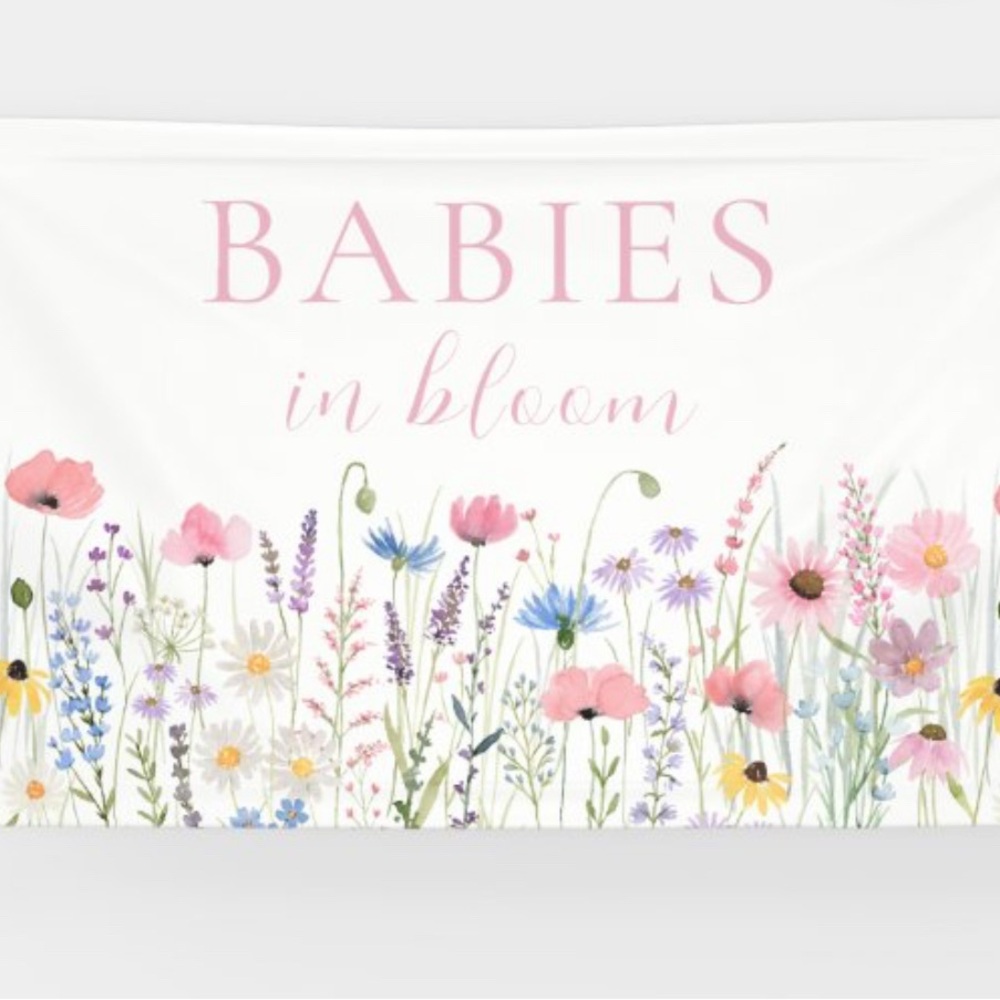 Floral 'Babies in Bloom' Vinyl Banner - Picture 2 of 5